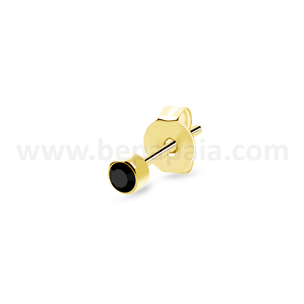 Steel ear stud Golden With ziron