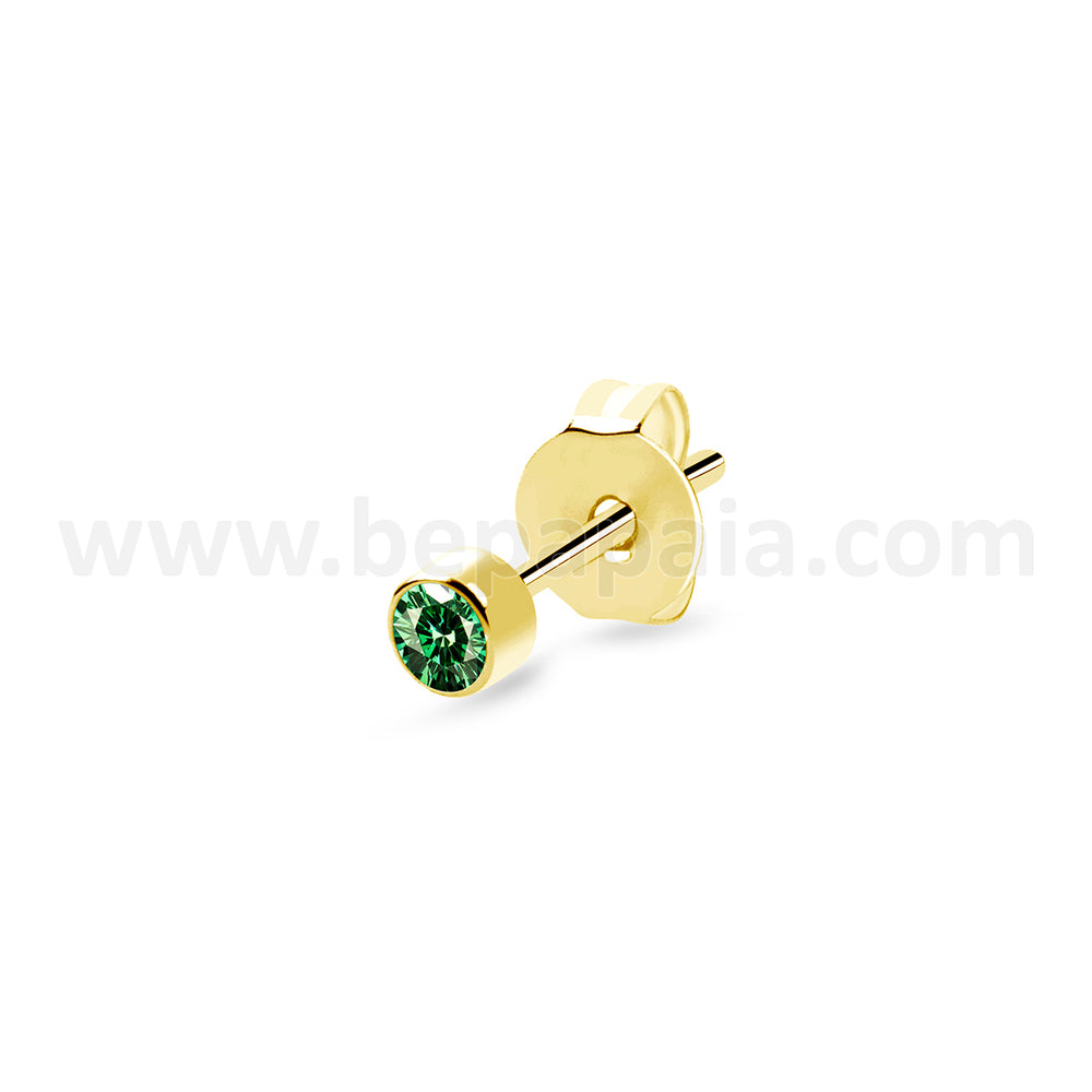 Steel ear stud Golden With ziron