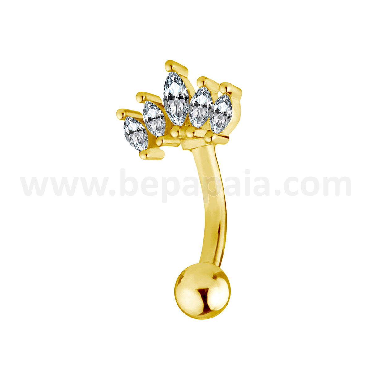 Gold Marquise mix belly ring