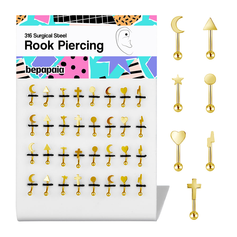 Piercing rook geometrico assortito dorato