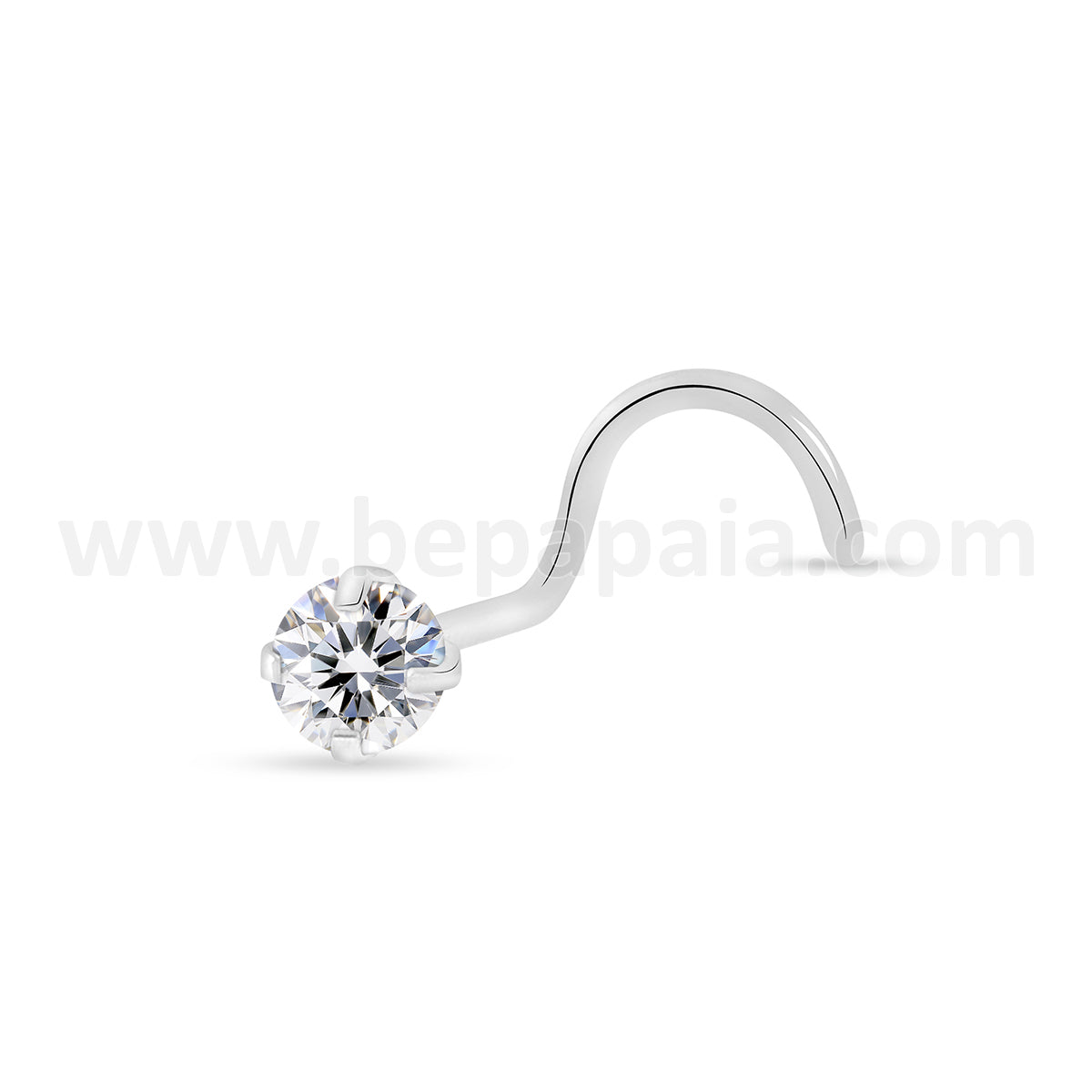 Surgical steel nostril with cubic zirconia