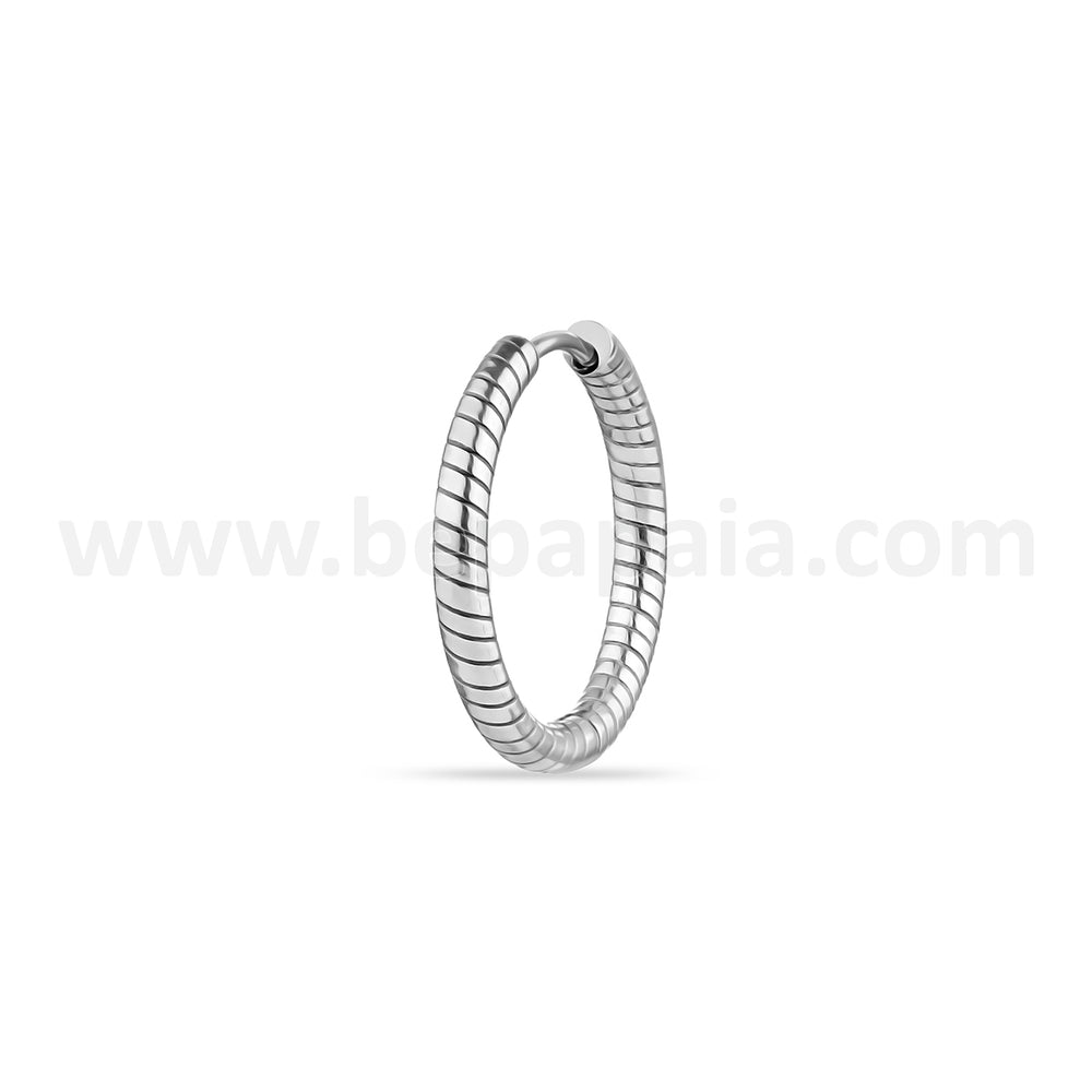 Steel spiral hoop earring