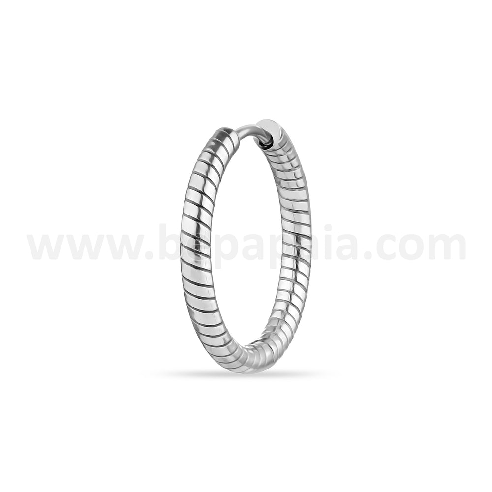 Steel spiral hoop earring