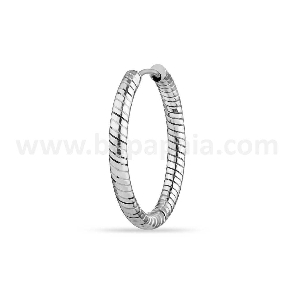 Steel spiral hoop earring