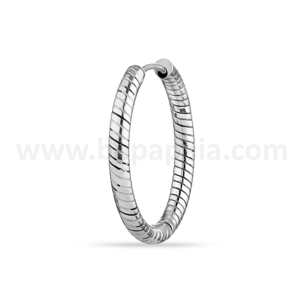 Steel spiral hoop earring