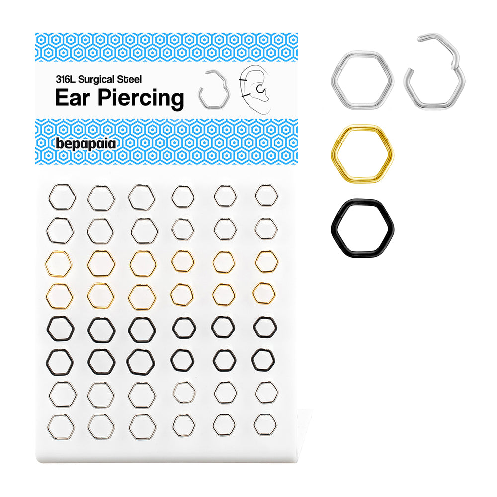 Hoop earring hexagon -shaped click