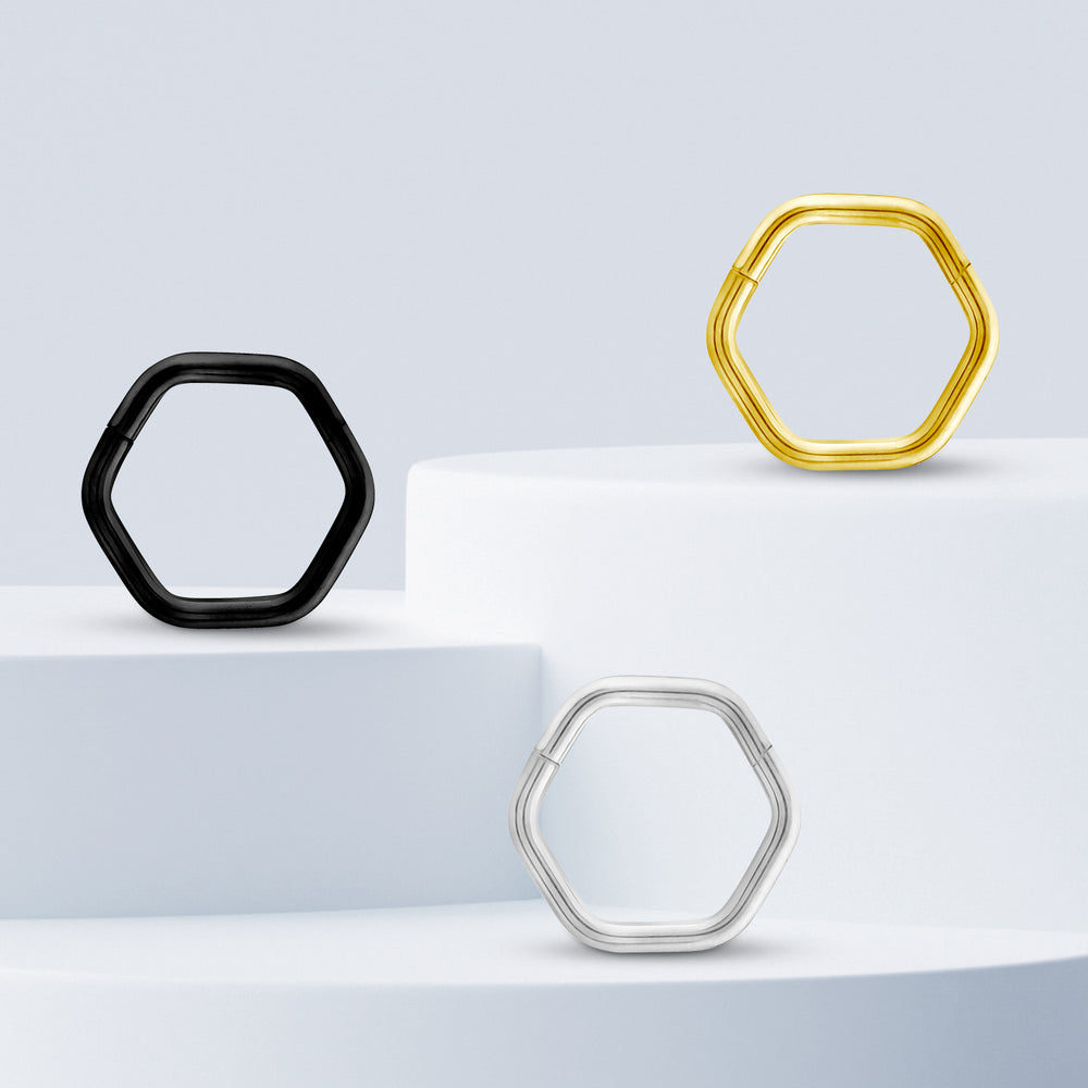 Hoop earring hexagon -shaped click