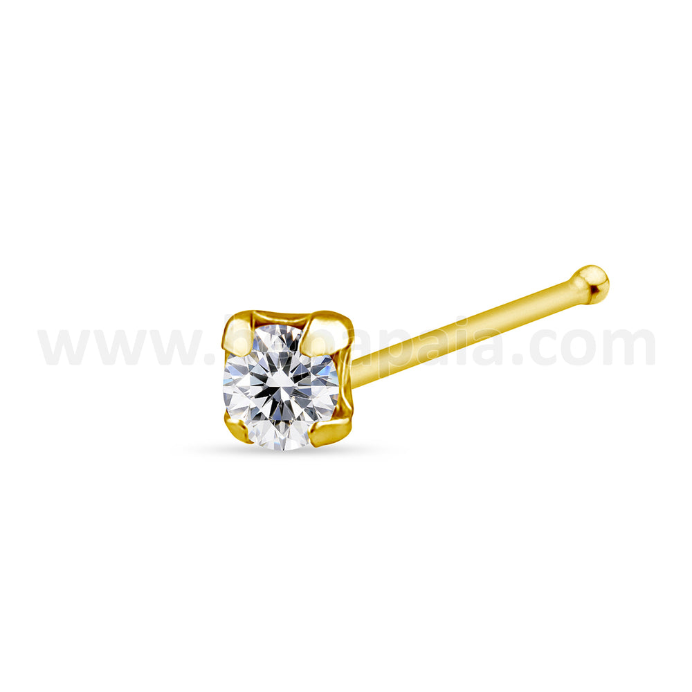 Gold plated nose bone piercing with set zirconia