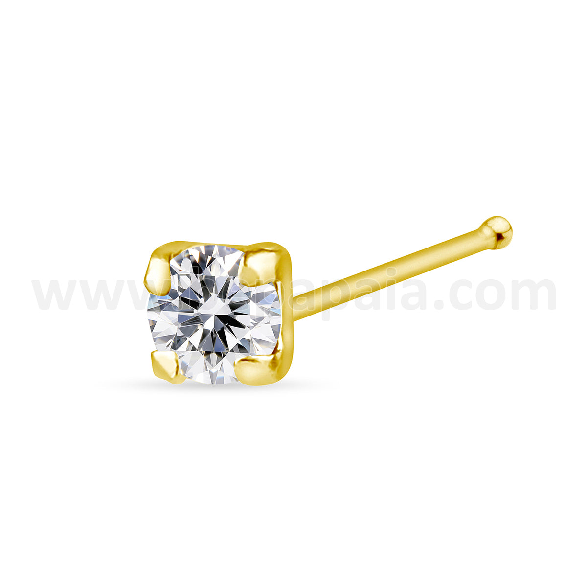 Gold plated nose bone piercing with set zirconia