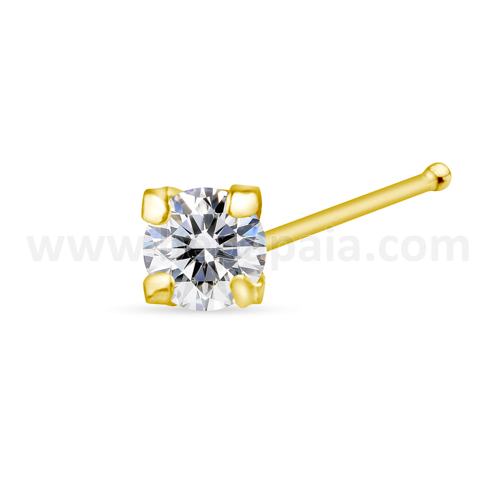 Gold plated nose bone piercing with set zirconia