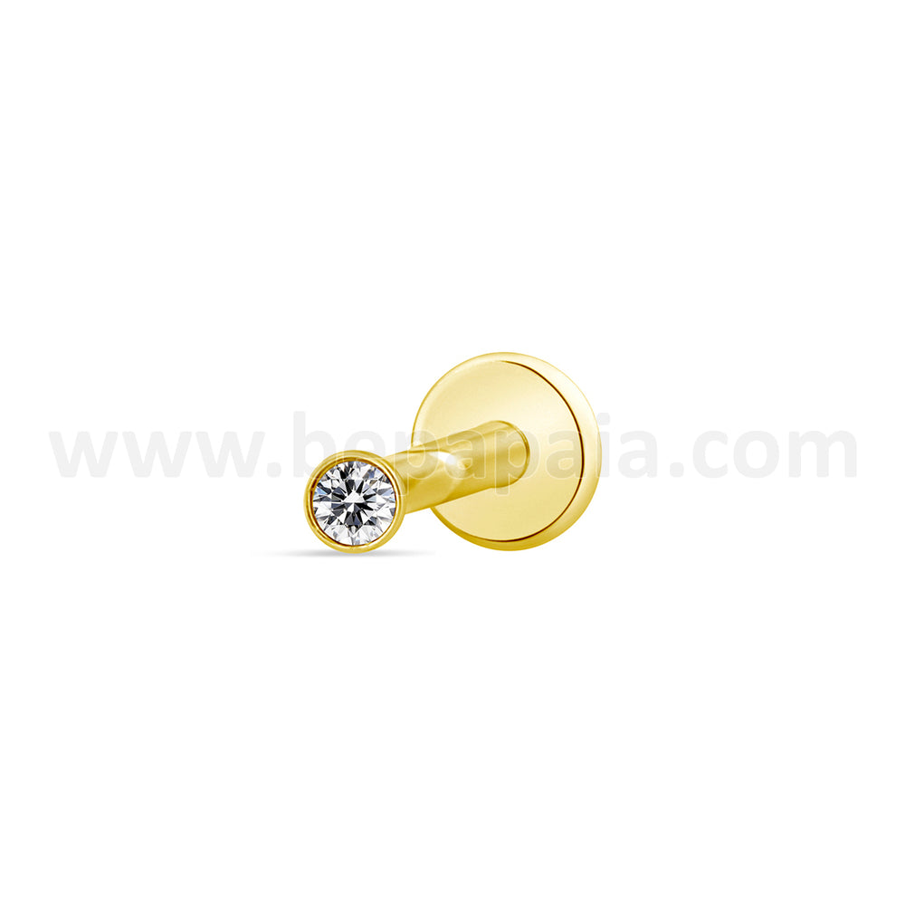 Labret dorato con zirconia cubica rotonda