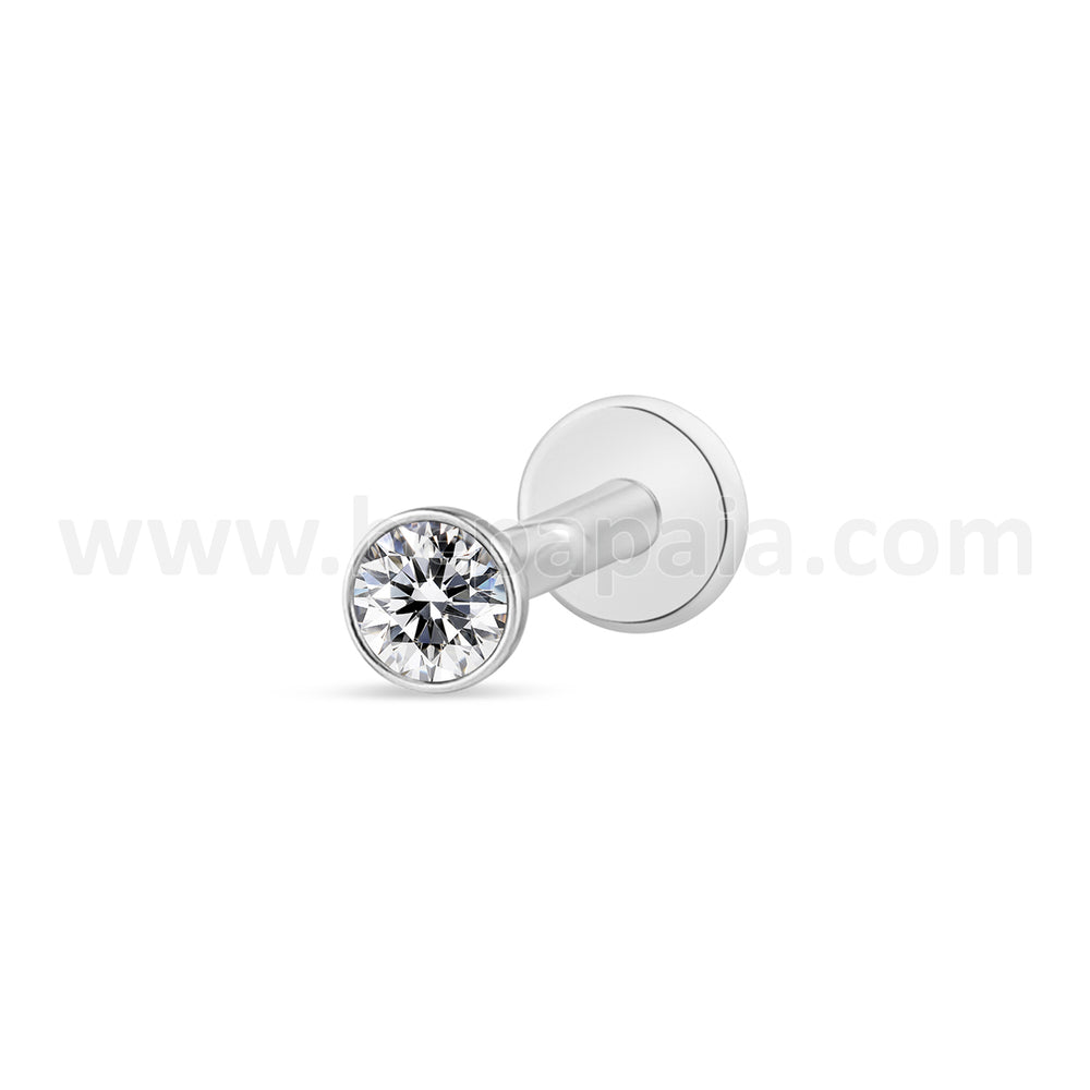 Labret with round cubic zirconia