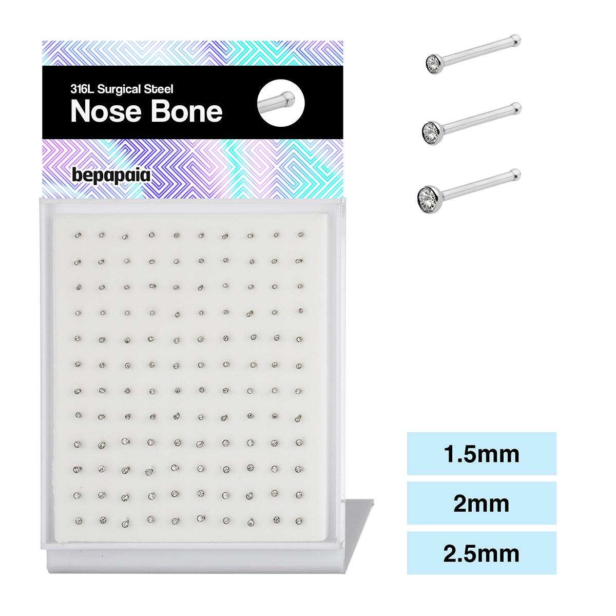 Surgical Steel nose bone with CZ