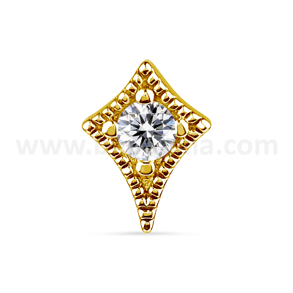 Labret milgrain doré avec une forme de diamant et zircon