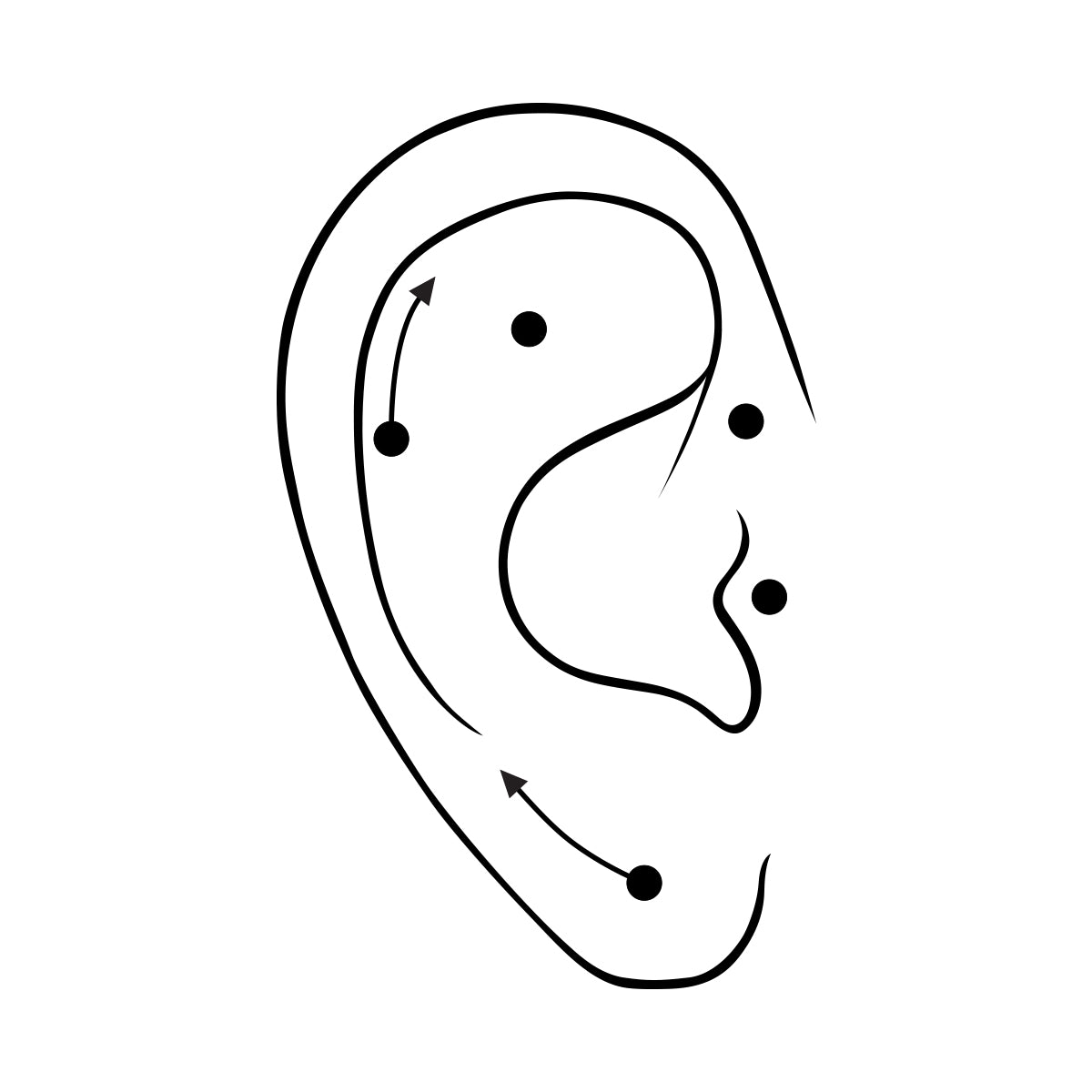 Piercing de oreja con forma de barra, luna y rayo con brillantes