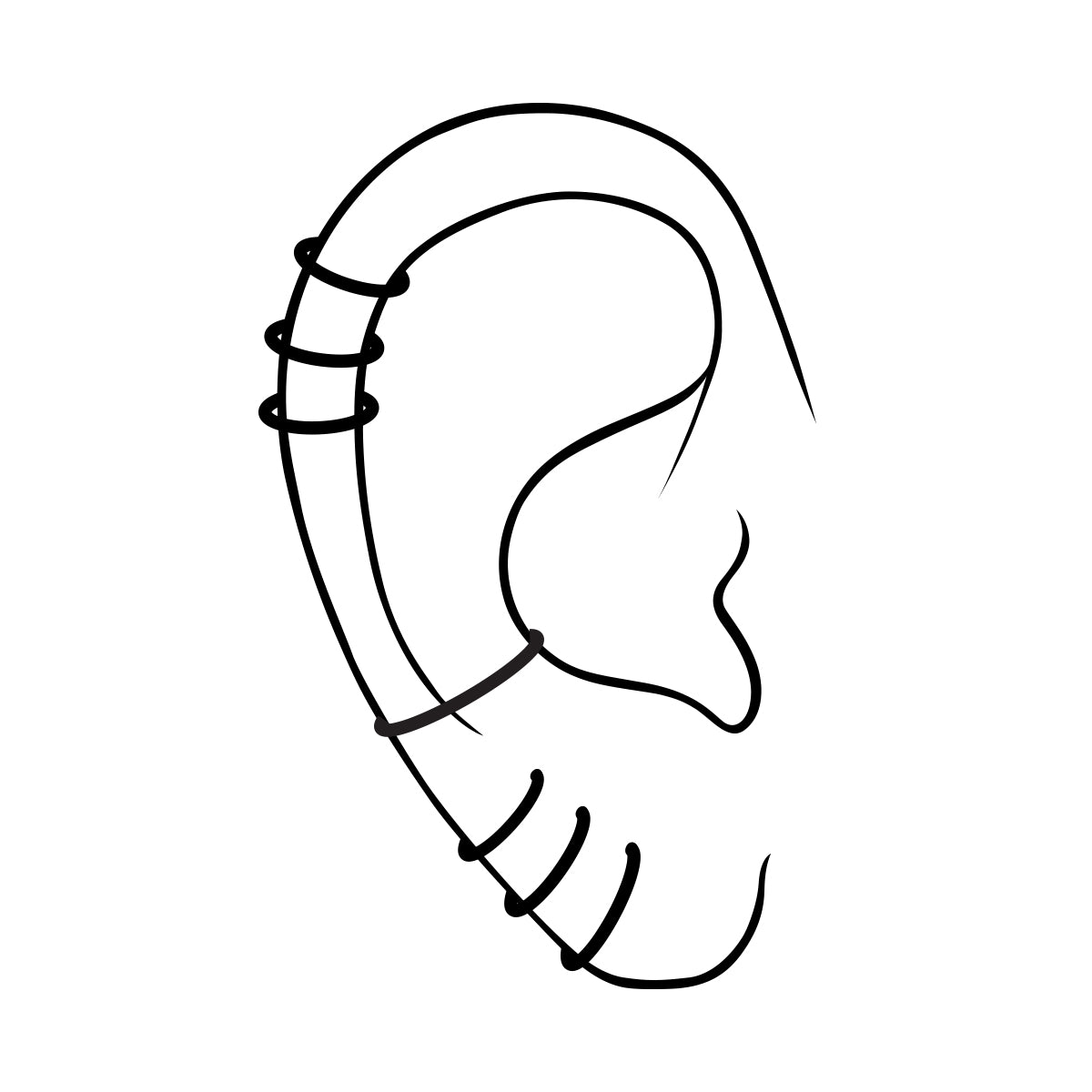 Steel hoop earring with kite and black enamel