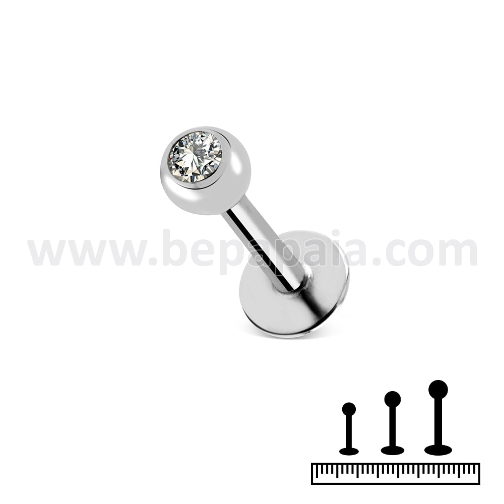 Surgical Steel labret with gem assorted colors 1.2mm