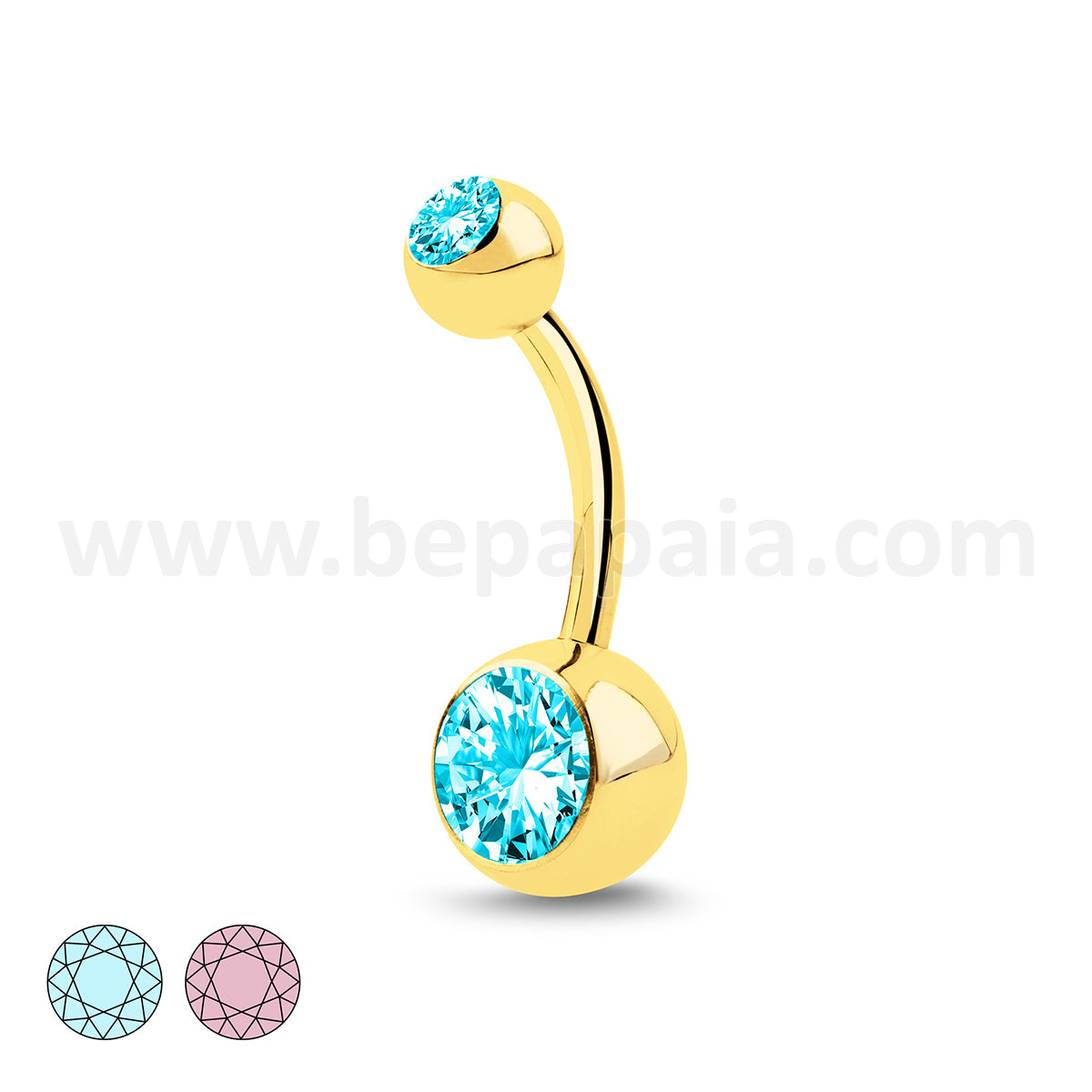 Gold steel belly banana with 2 gems assorted colors