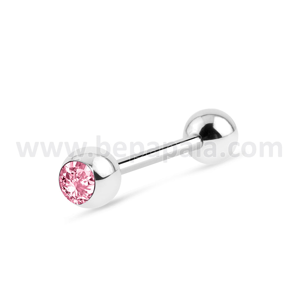 Stainless steel tongue bar with gemstone
