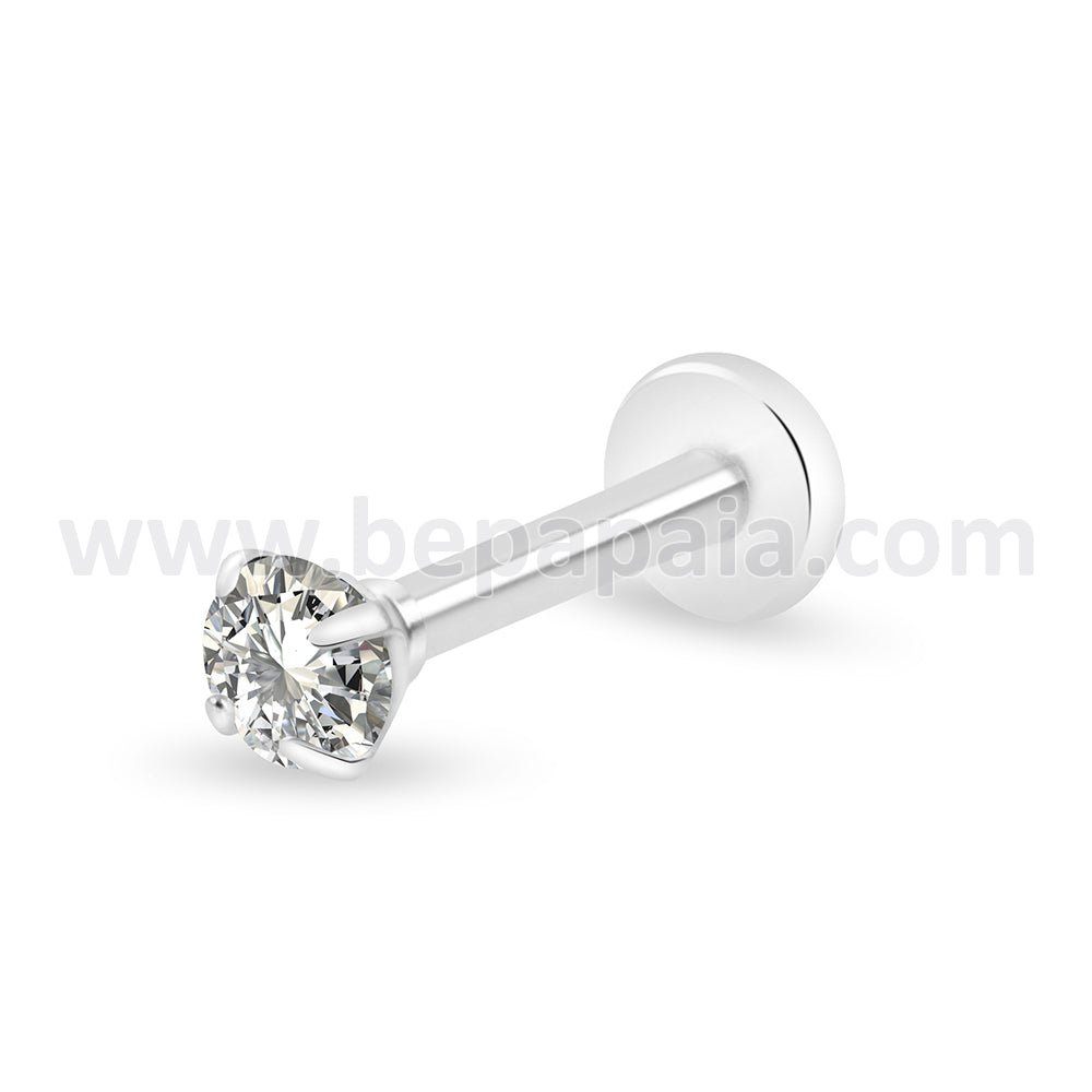 Labret with prong set cubic zirconia mixed shapes
