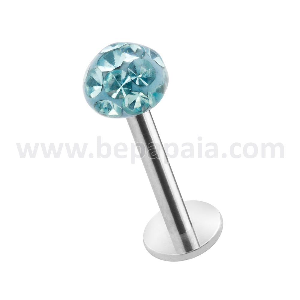 Labret piercing with ferido elements crystal ball
