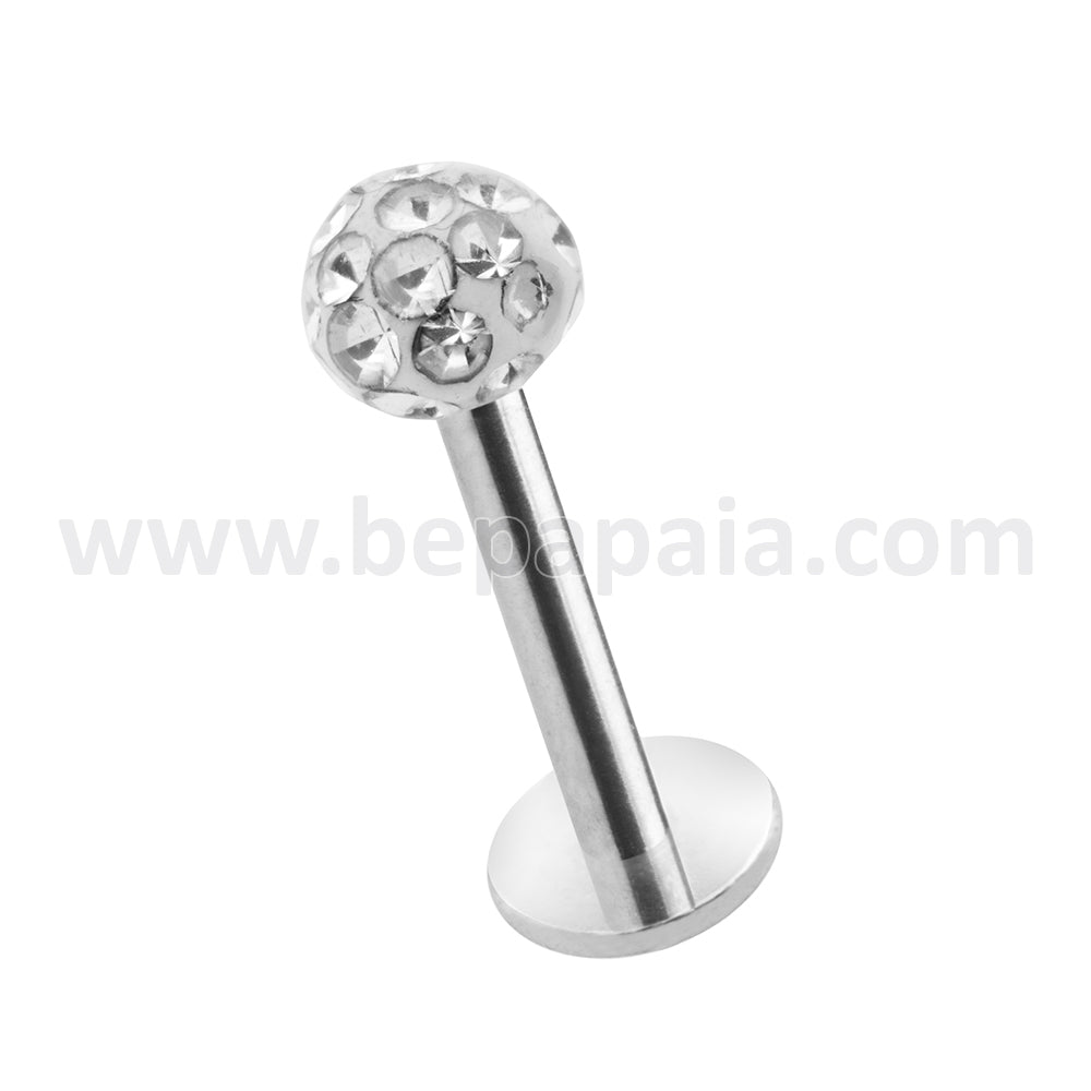 Labret piercing with ferido elements crystal ball