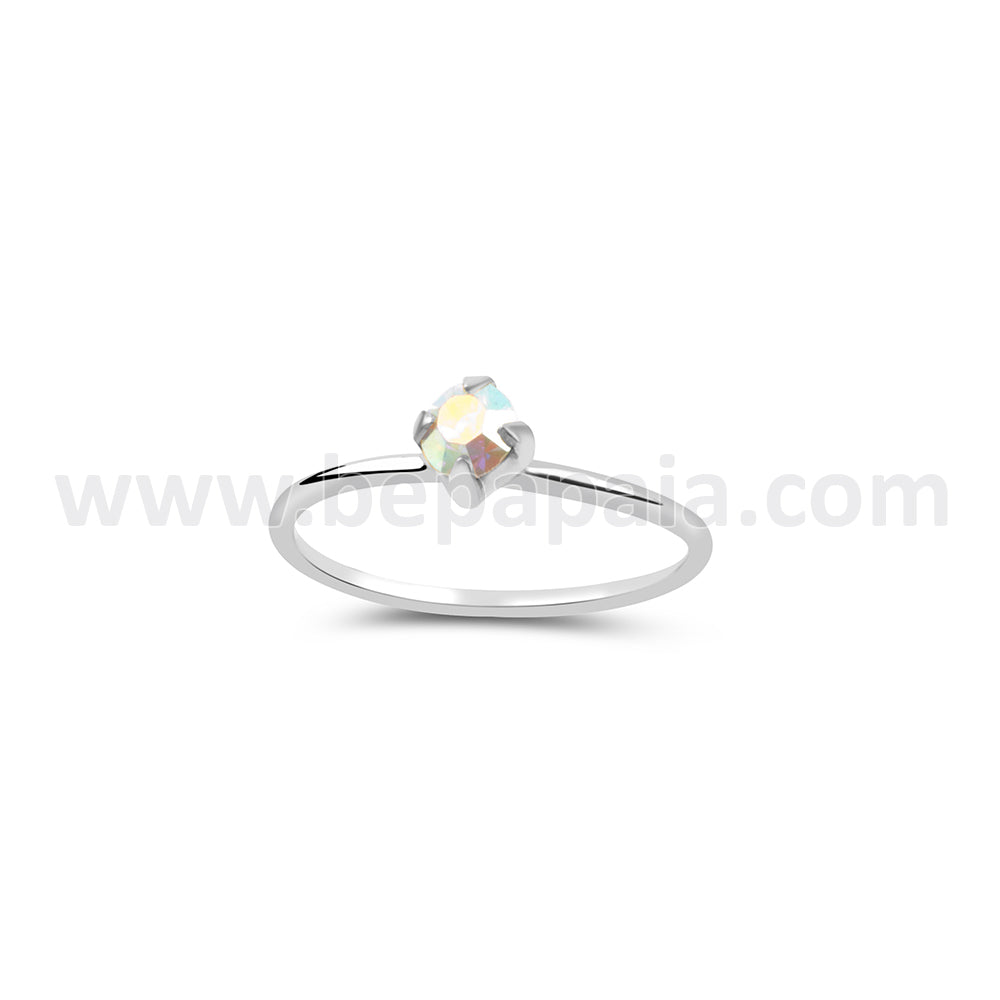 Silver nose ring with crystal gem