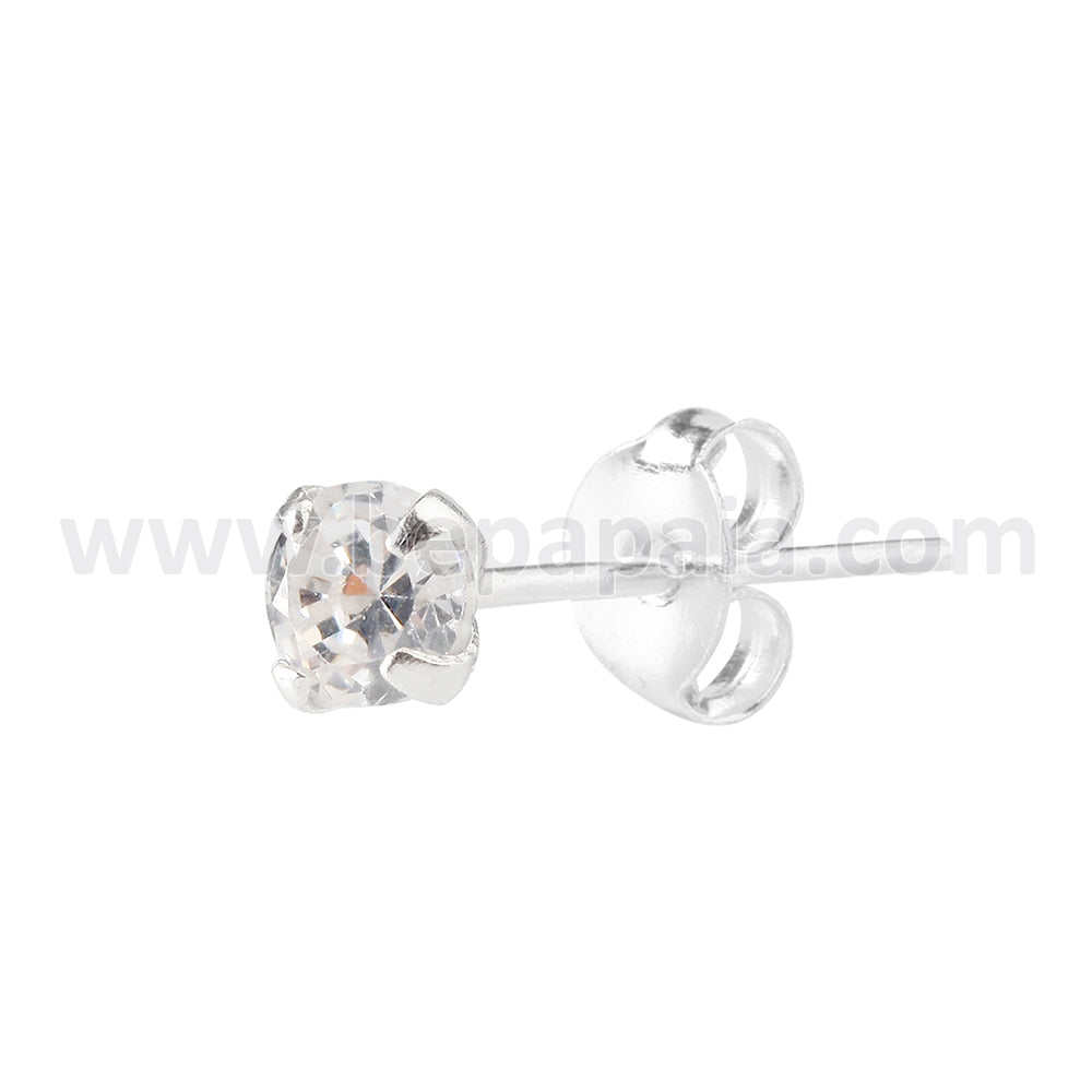 Silver stud with cubic zirconia stone small size