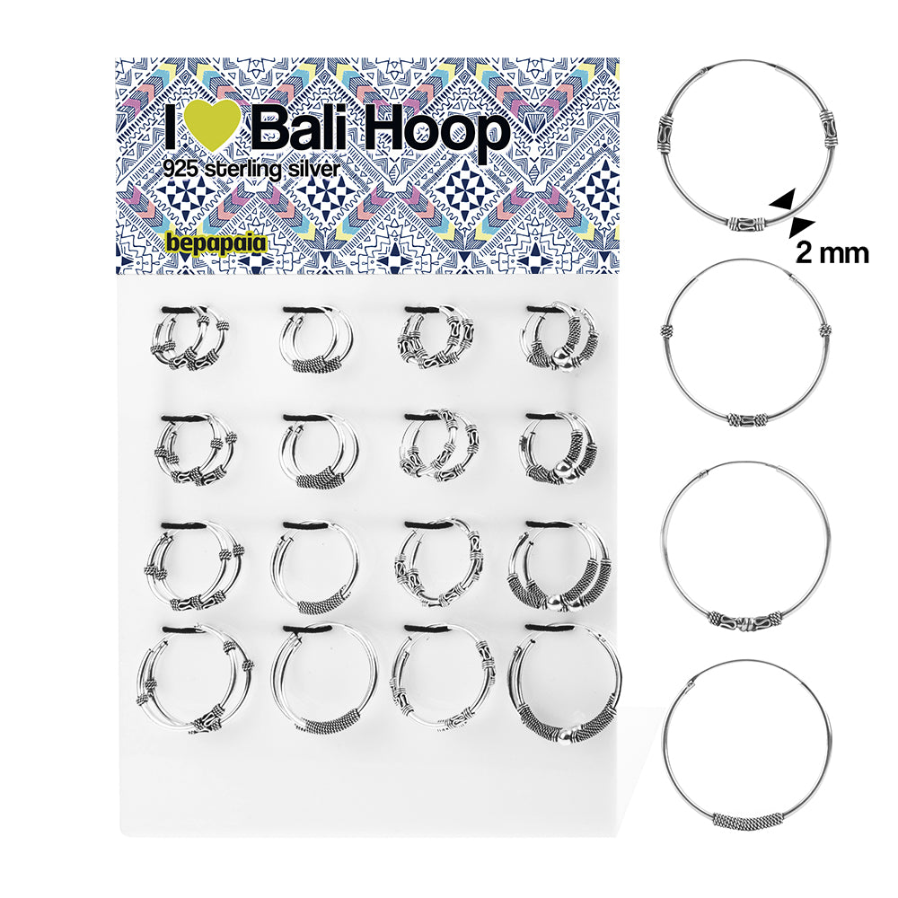 Silver hoop bali style 18mm-30mm