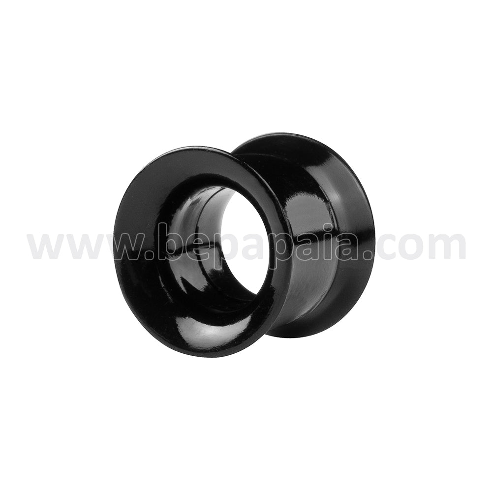 Acrylic tunnels with internal screw thread closure in black and white. 6-12 mm
