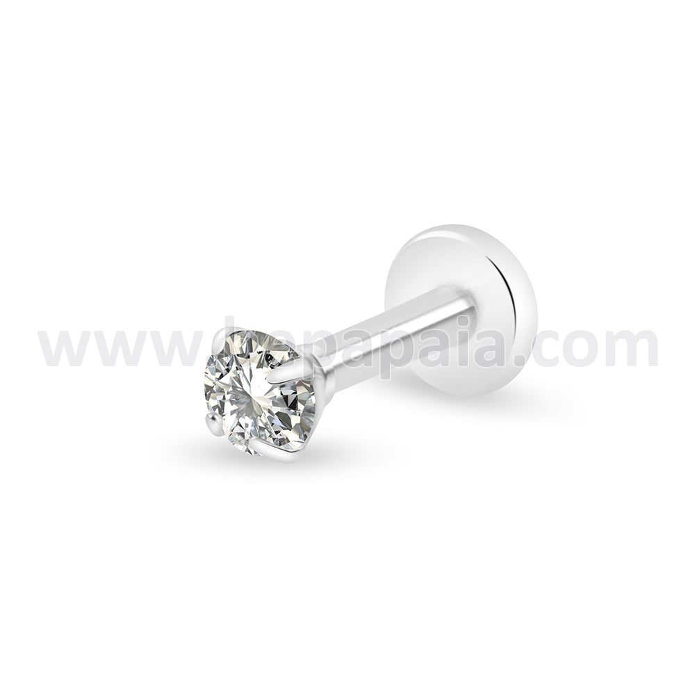 Tragus bar with cubic zirconia stone