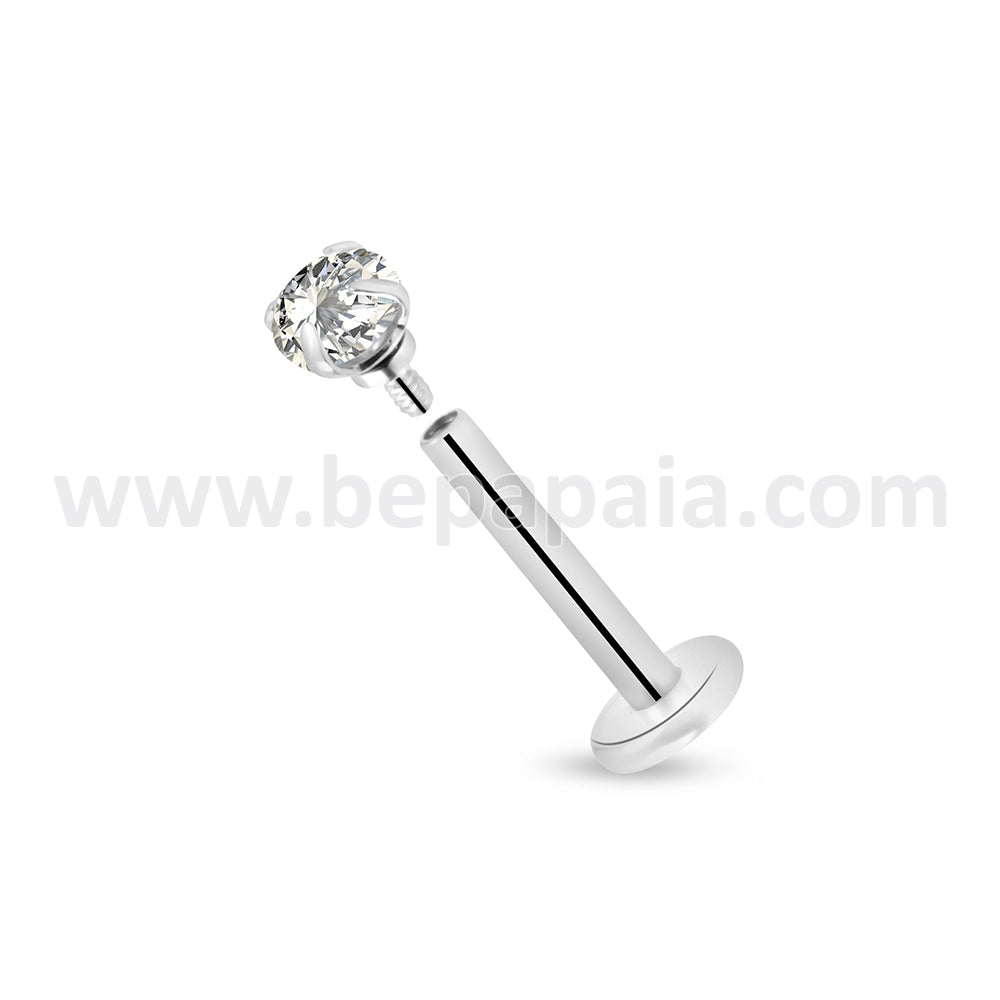 Tragus bar with cubic zirconia stone