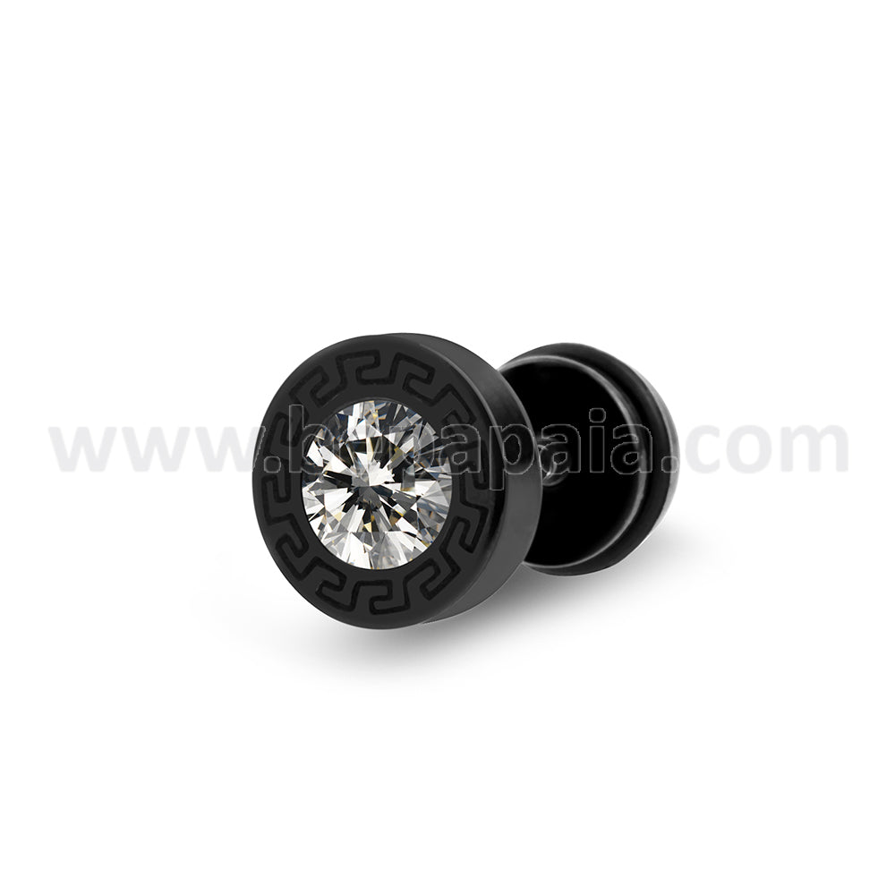 Fake plugs with a geometric pattern on edge and cubic zirconia