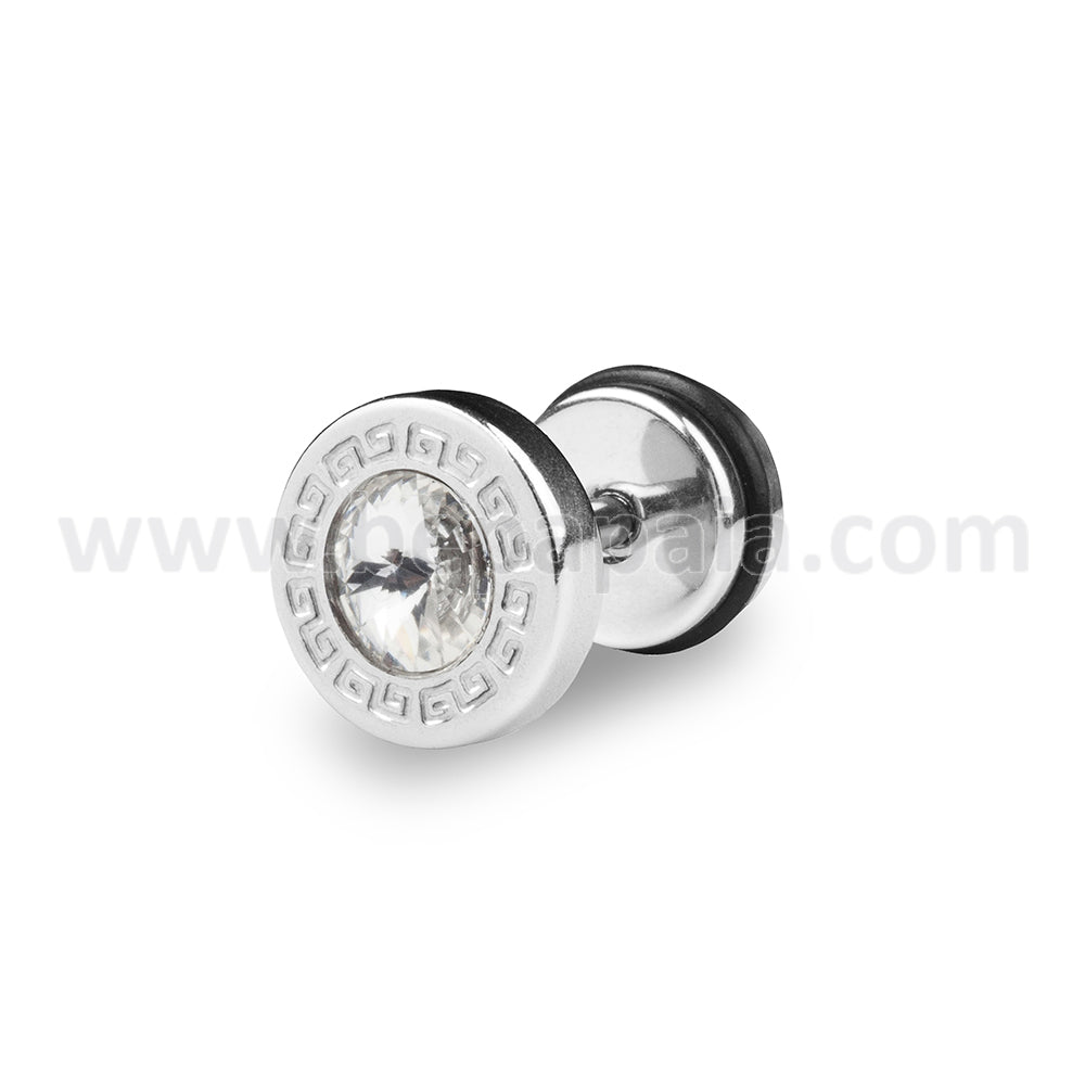 Fake plugs with a geometric pattern on edge and cubic zirconia