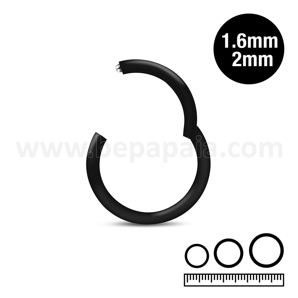 Aro segmento de Acero Quirúrgico negro con cierre bisagra  1.6&2mm