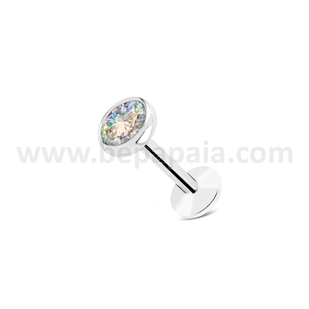Stainless steel tragus with flat jewels