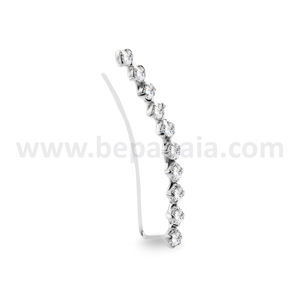 Silver ear pin with sparkling gems