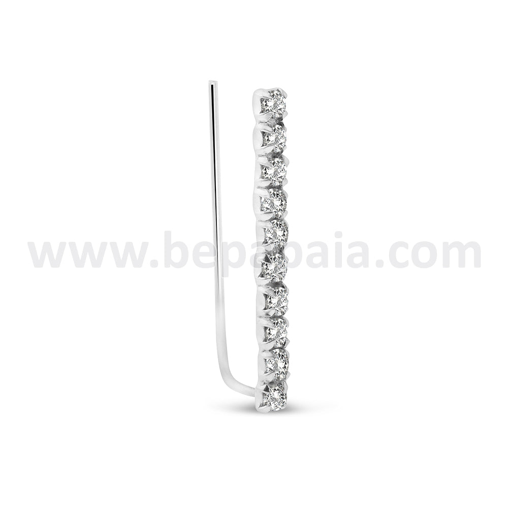 Silver ear pin with sparkling gems