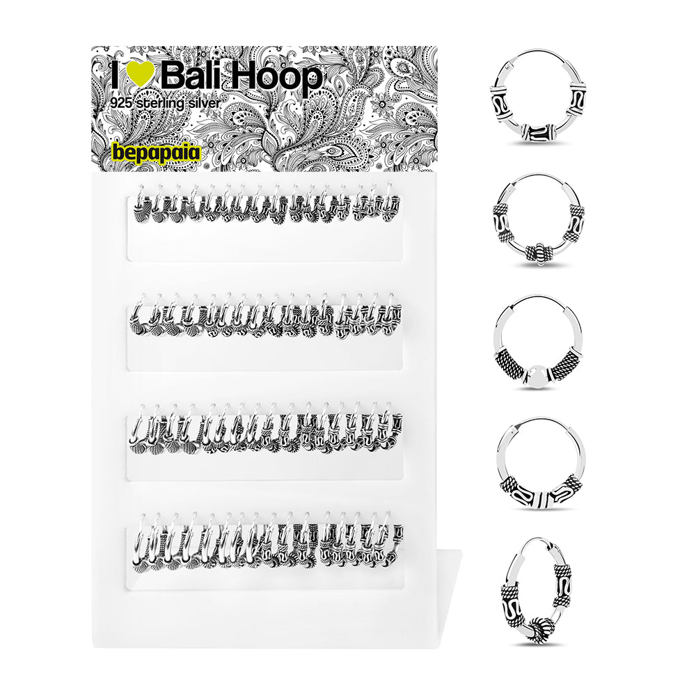 Engraved silver hoop 12-18 mm