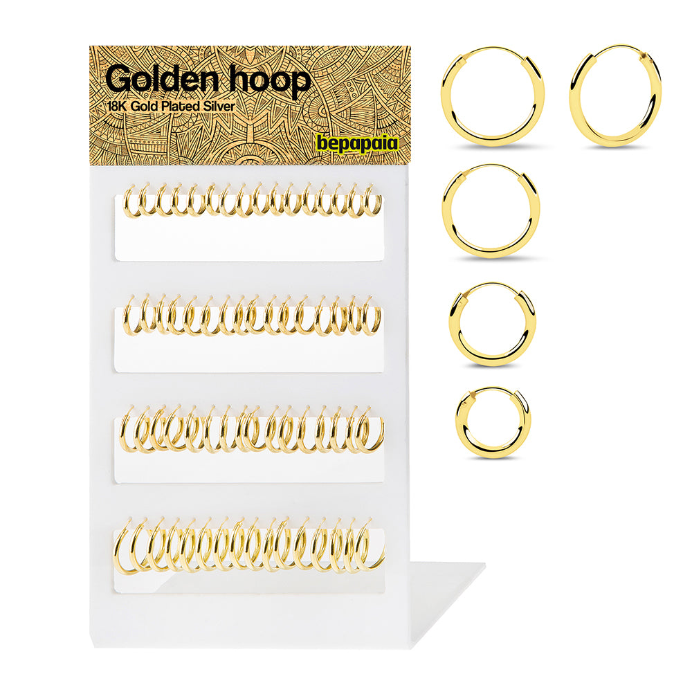 Gold plated silver hoop. 2x12-18mm