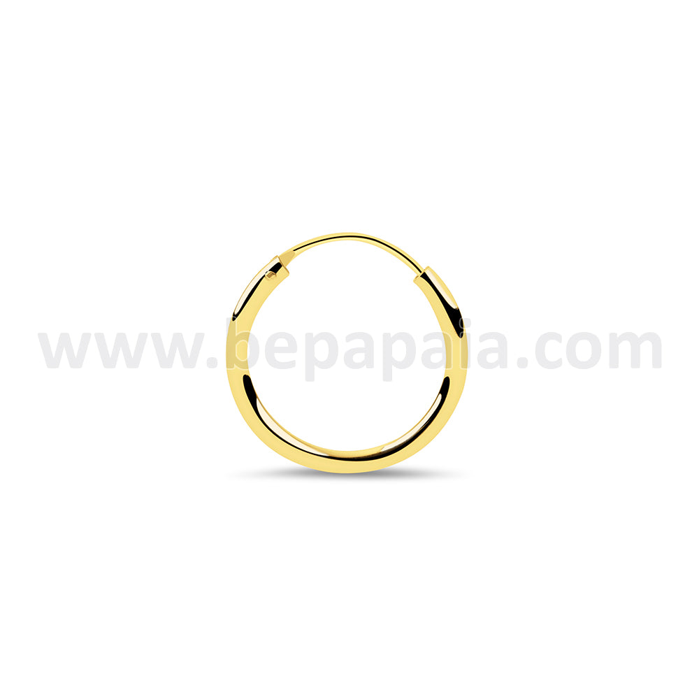 Gold-plated silver hoop earring. 2 x18 - 30 mm
