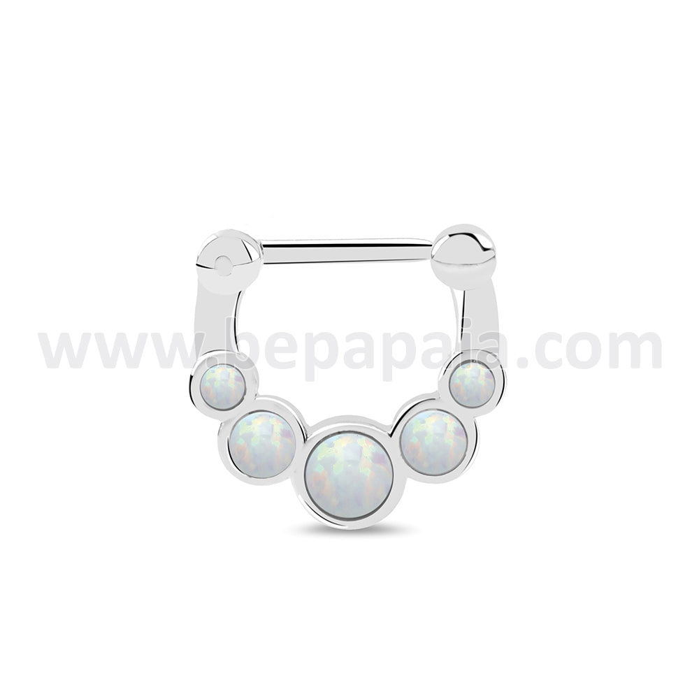 Piercing septum con piedra estilo opal y cierre clip