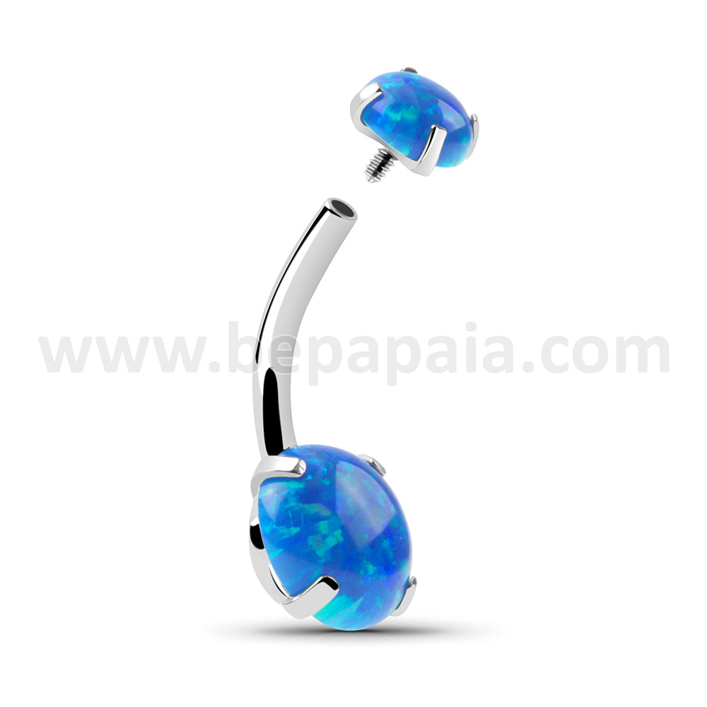 Piercing nombril double opale filet interne