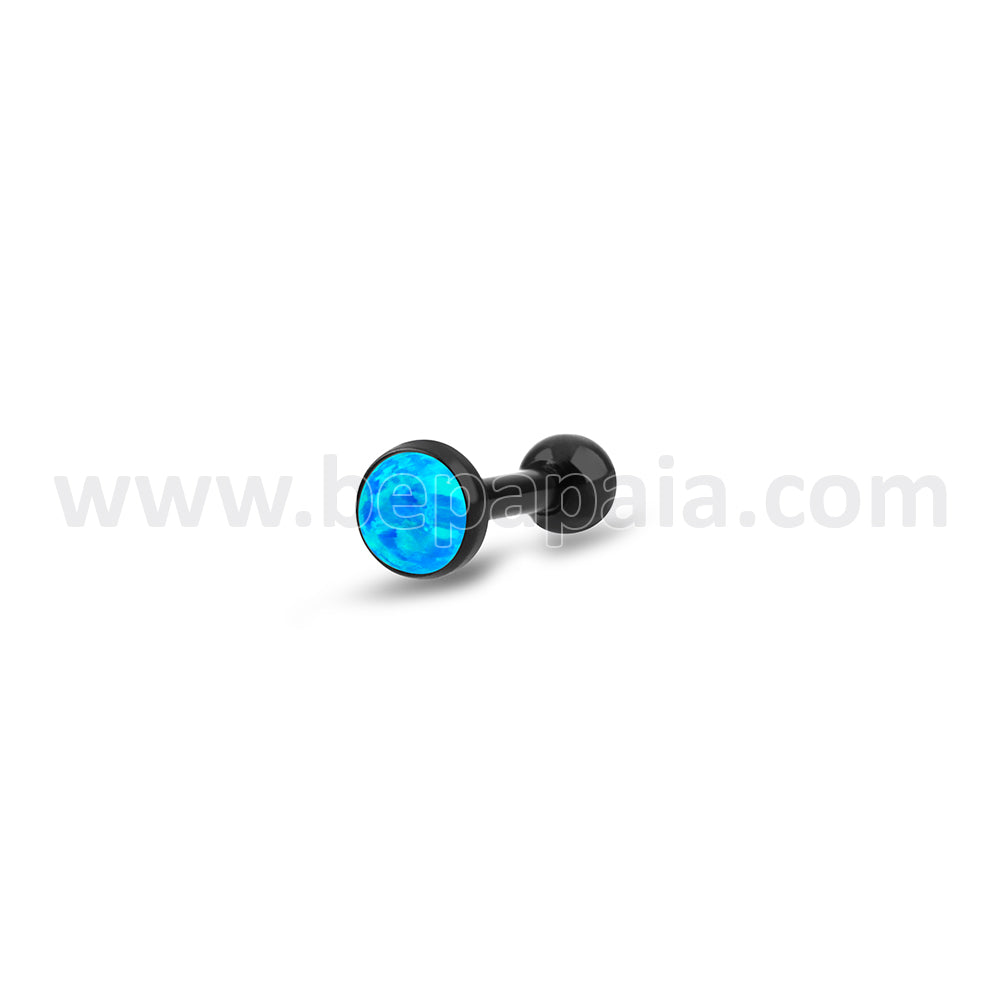 Surgical steel tragus piercing with opal