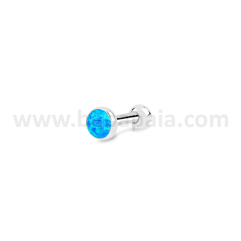 Surgical steel tragus piercing with opal