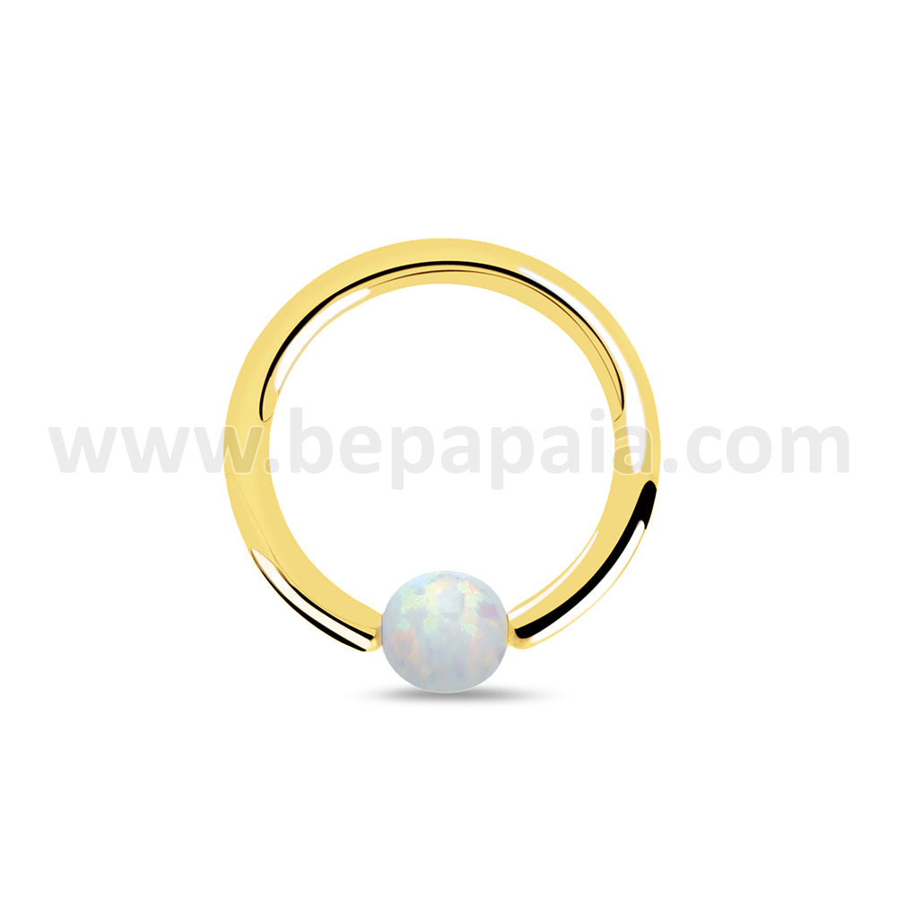 Piercing anneau BCR avec pierre type opale