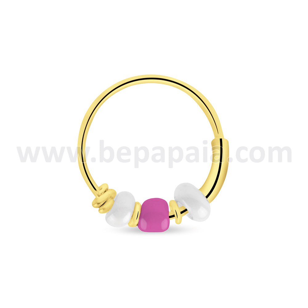 Gold plated hoop earring with beads