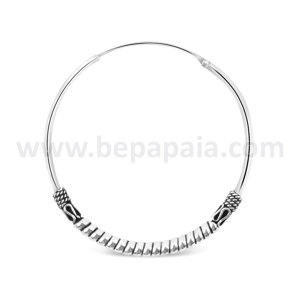 Silver bali hoop earring 1.5 x 35-50 mm