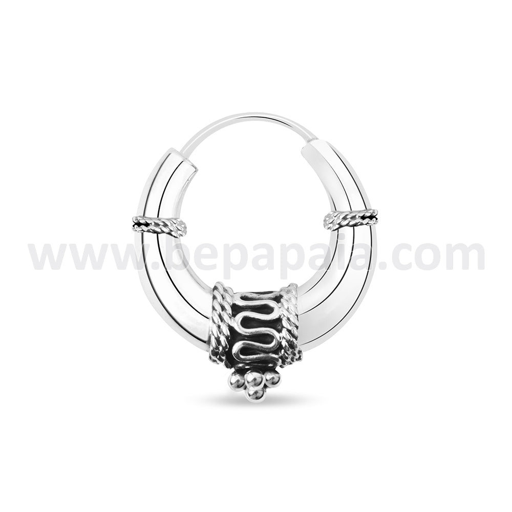 Creole silver hoop bali style earrings 18-30 mm