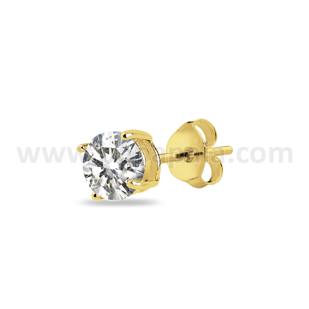 Gold steel stud with cubic zirconia casting